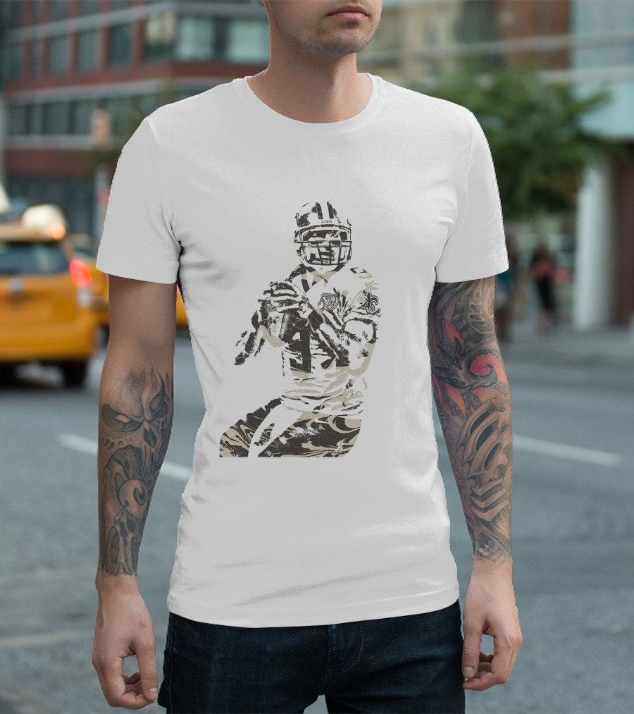 New Orleans Saints Quarterback Fleur-de-lis Football Player T-Shirt