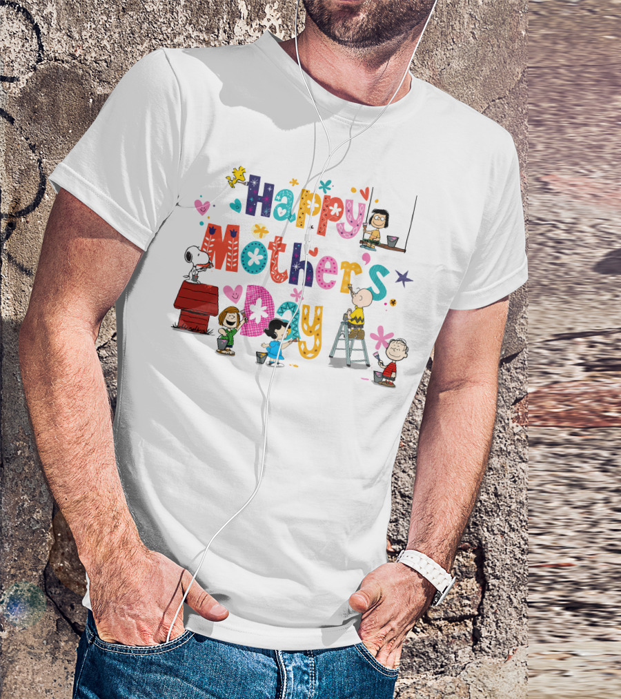 Happy Mother's Day Snoopy Peanuts Characters Painting T-Shirt