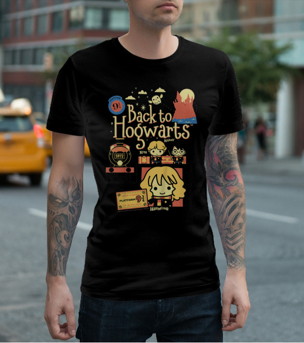 Back To Hogwarts Platform 9¾ Ron Harry Hermione 5972 London To Hogwarts Express T-Shirt