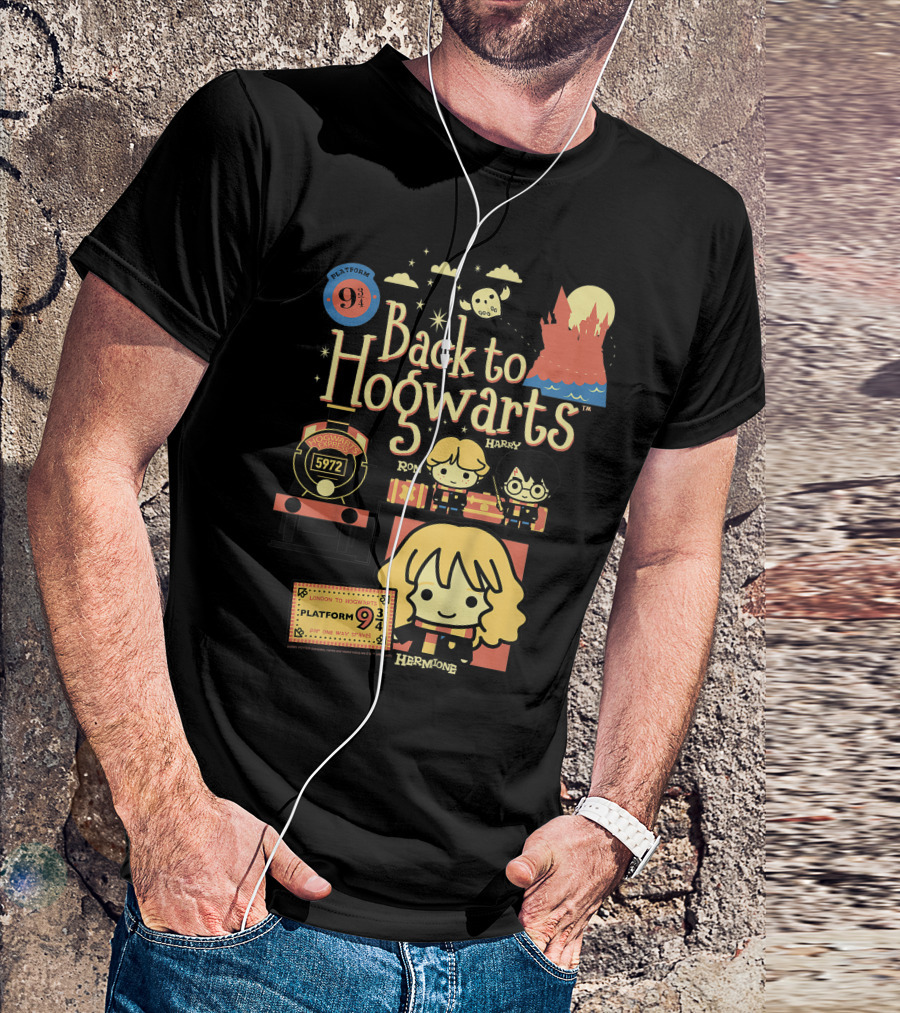 Back To Hogwarts Platform 9¾ Ron Harry Hermione 5972 London To Hogwarts Express T-Shirt
