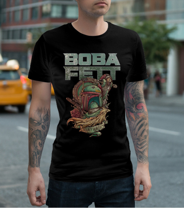 Boba Fett Bounty Hunter Vintage Helmet Artwork T-Shirt