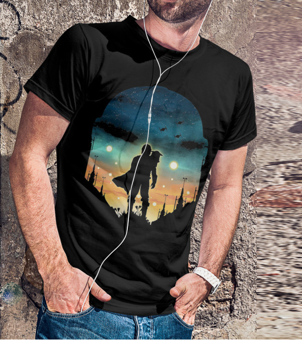 Only Today Lone Mandalorian Starry Sunset Adventure T-Shirt