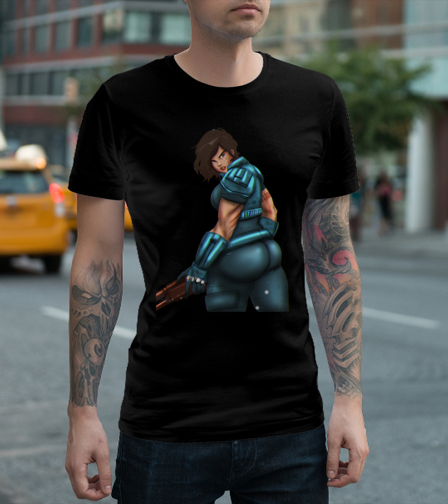 Only Today Retro Futuristic Warrior In Blue Armor T-Shirt