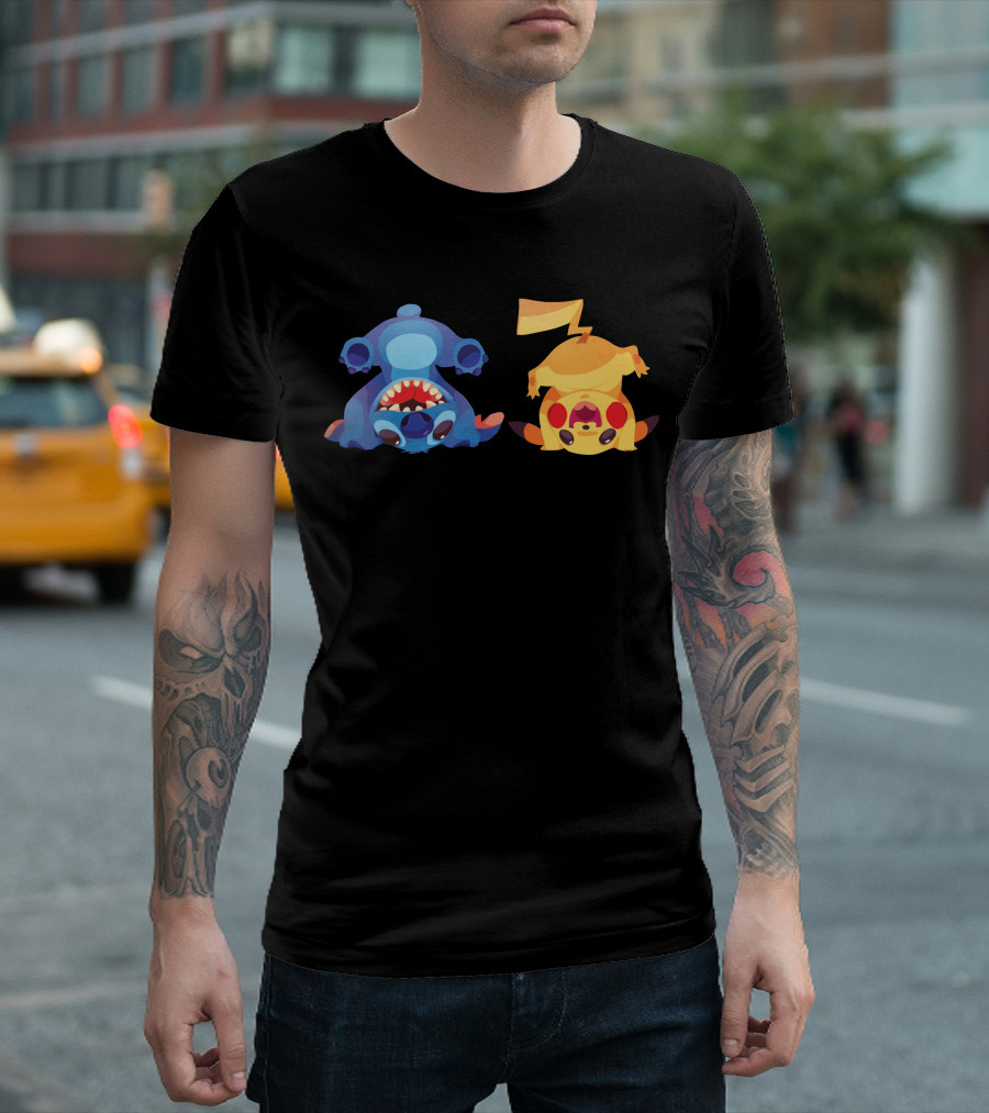 Only Today Upside Down Stitch And Pikachu T-Shirt