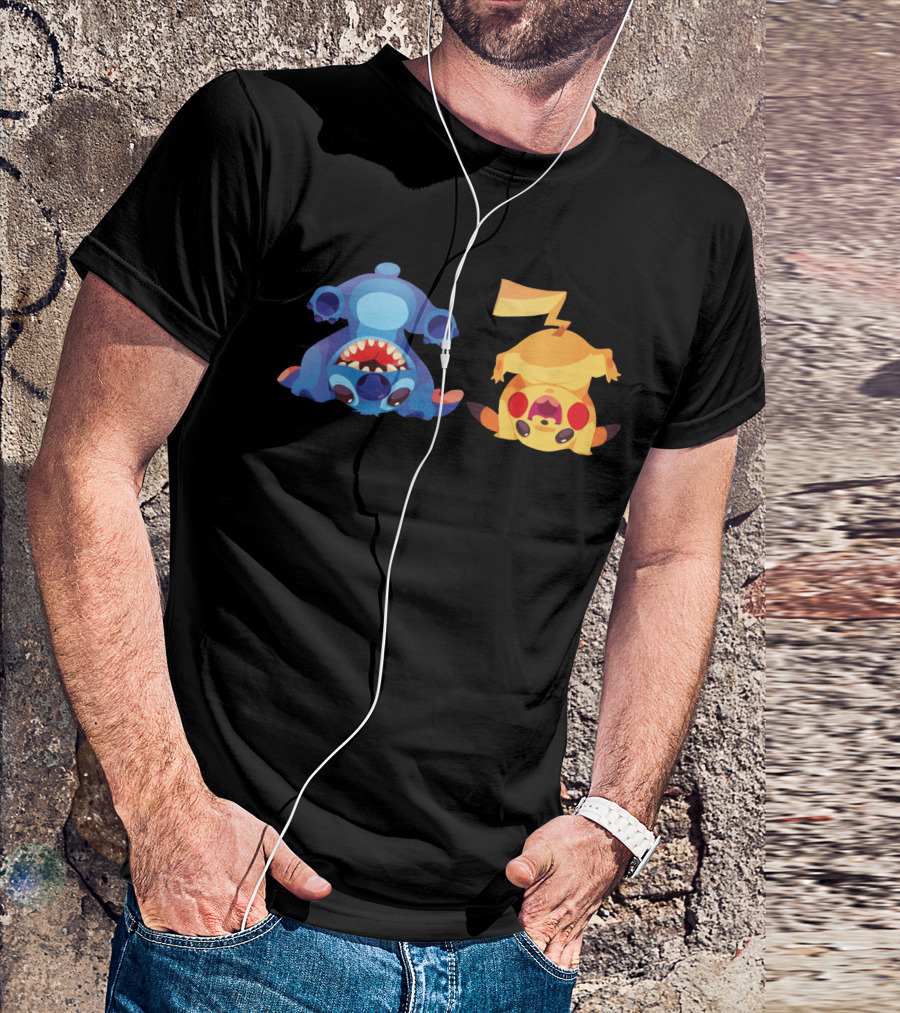 Only Today Upside Down Stitch And Pikachu T-Shirt