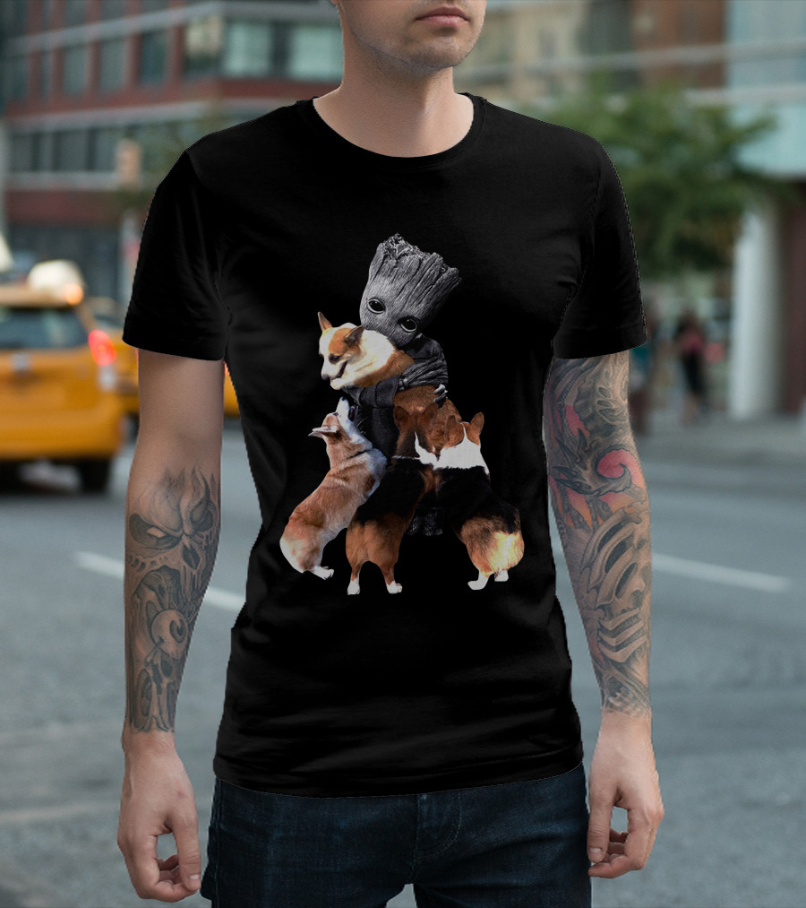 Only Today Groot Hugging Corgis T-Shirt