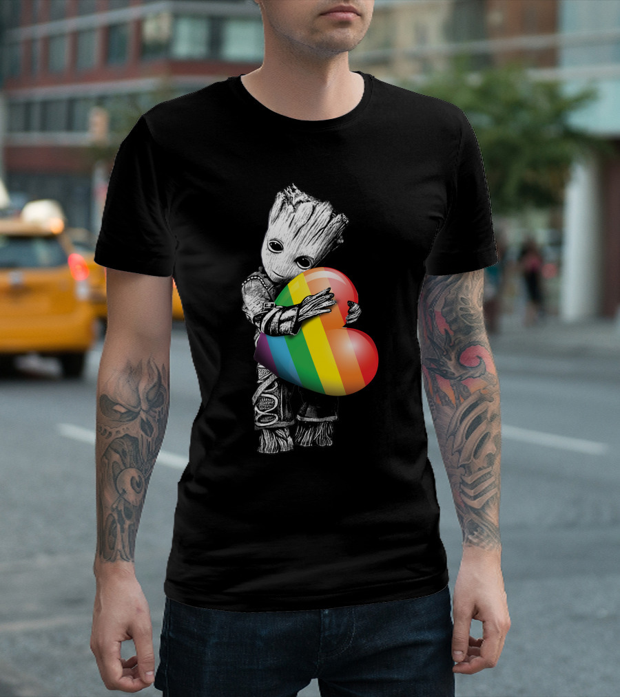 Only Today Cute Tree Creature Hugging Rainbow Heart T-Shirt