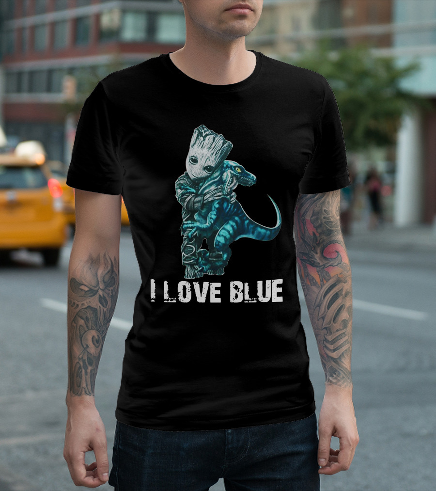 I Love Blue Groot And Blue The Velociraptor Hug T-Shirt
