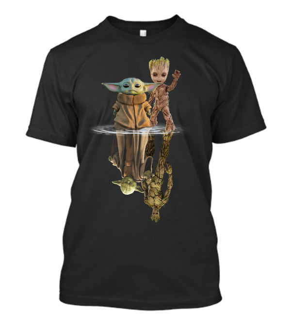 Baby Yoda And Groot Reflection Only Today T-Shirt