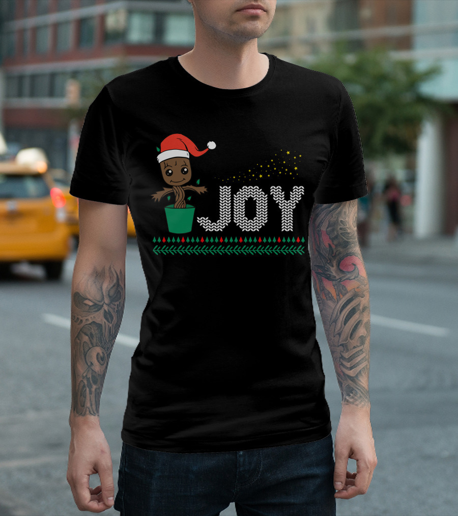 Joy Christmas Groot Santa Hat Holiday T-Shirt