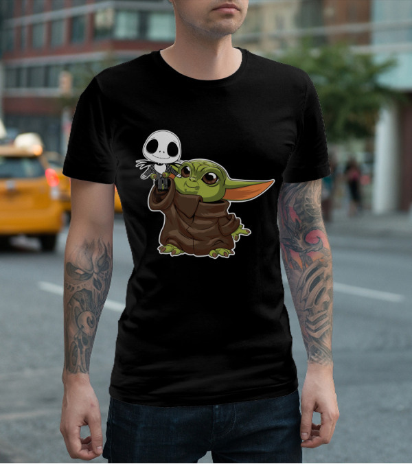 Baby Yoda Holding Jack Skellington T-Shirt