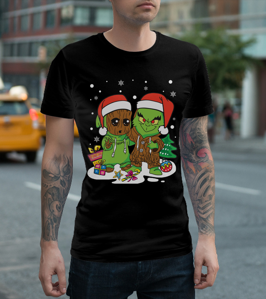 Christmas Friends Santa Hats Holiday Celebration Snowflakes Presents T-Shirt