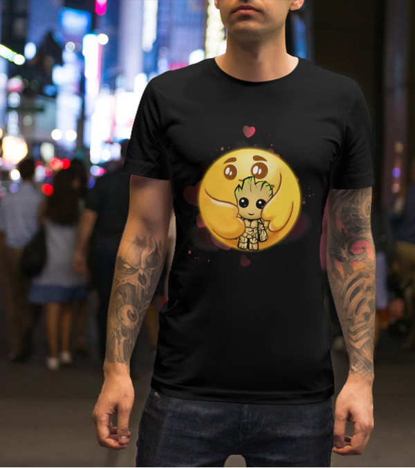Emoji Hugging Baby Groot With Hearts T-Shirt