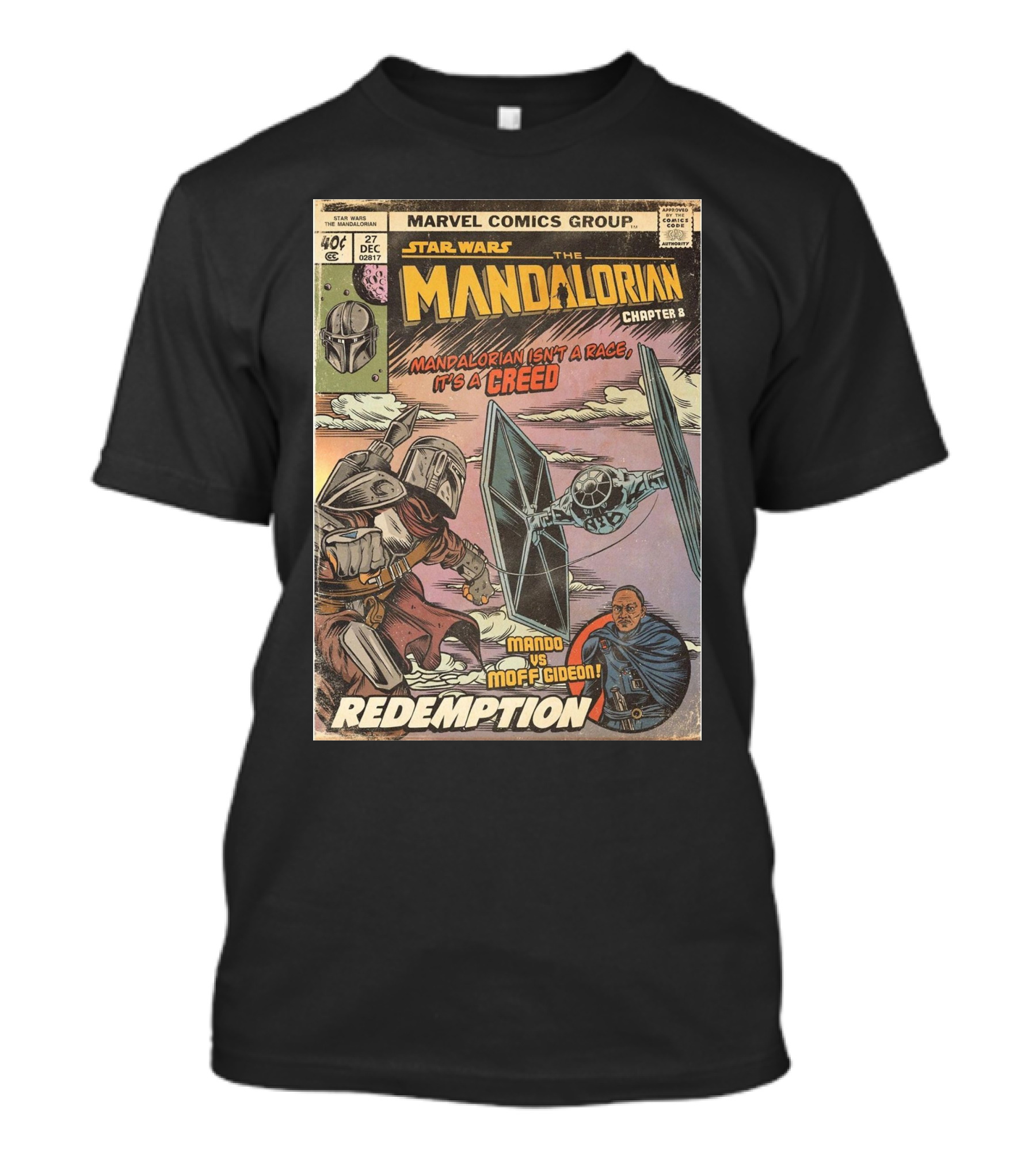 Star Wars The Mandalorian Chapter 8 Redemption Marvel Comics Group Mando Vs Moff Gideon T-Shirt