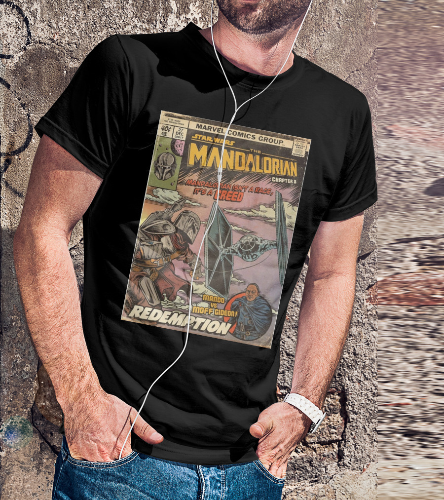 Star Wars The Mandalorian Chapter 8 Redemption Marvel Comics Group Mando Vs Moff Gideon T-Shirt