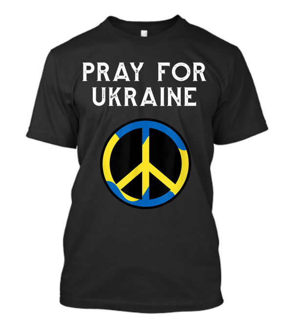 Pray For Ukraine Peace Symbol Blue Yellow T-Shirt