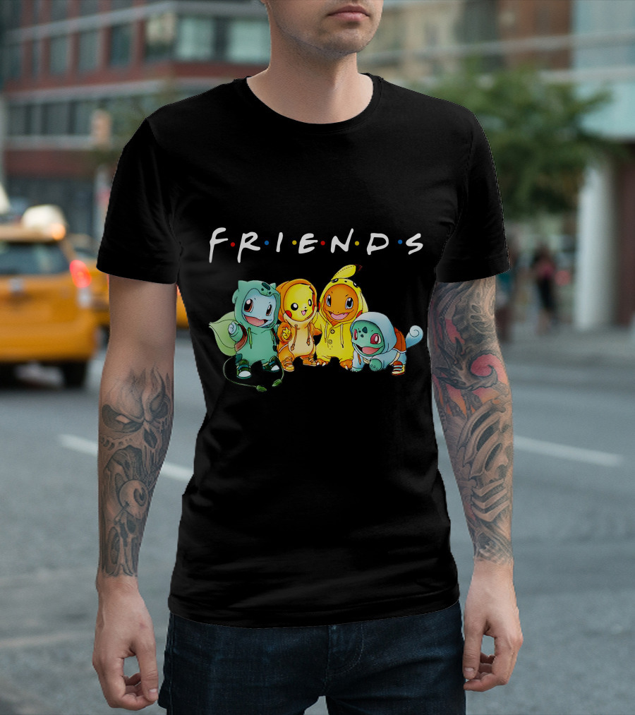 FRIENDS Pikachu ZN443 Bulbasaur Charmander Squirtle T-Shirt