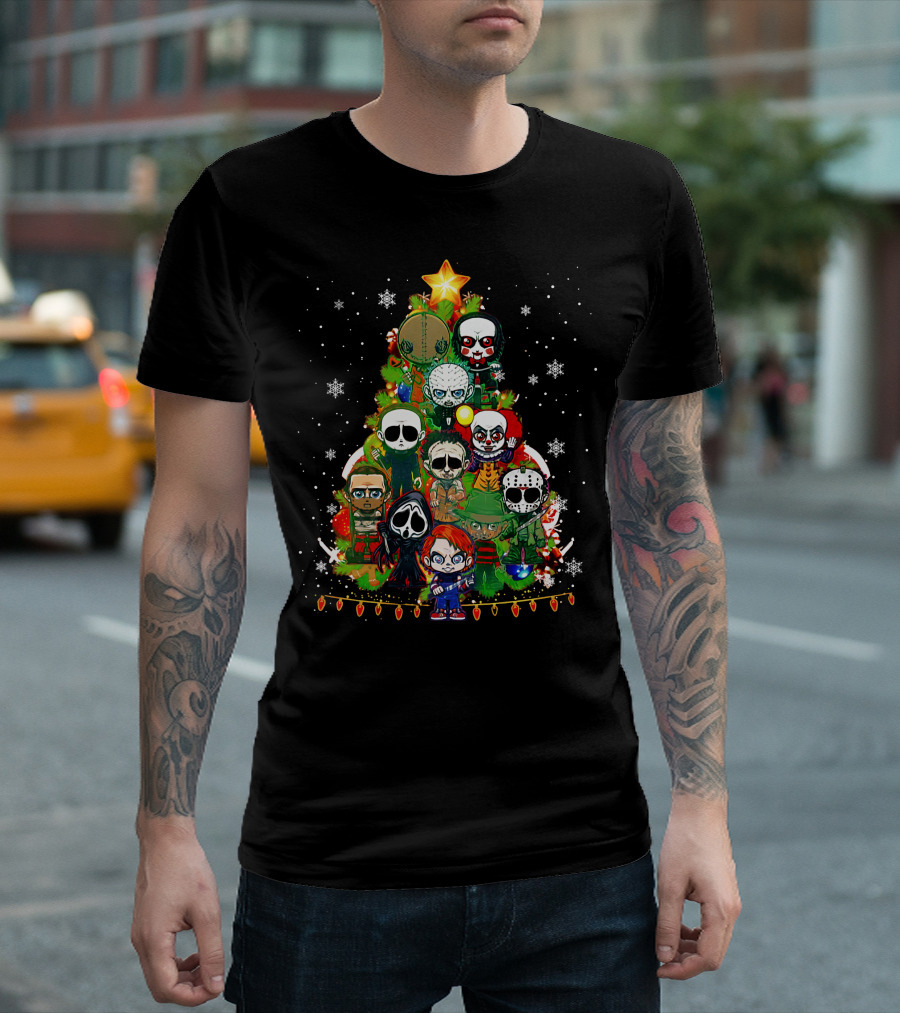 Horror Christmas Tree Featuring Iconic Characters ZN838 T-Shirt