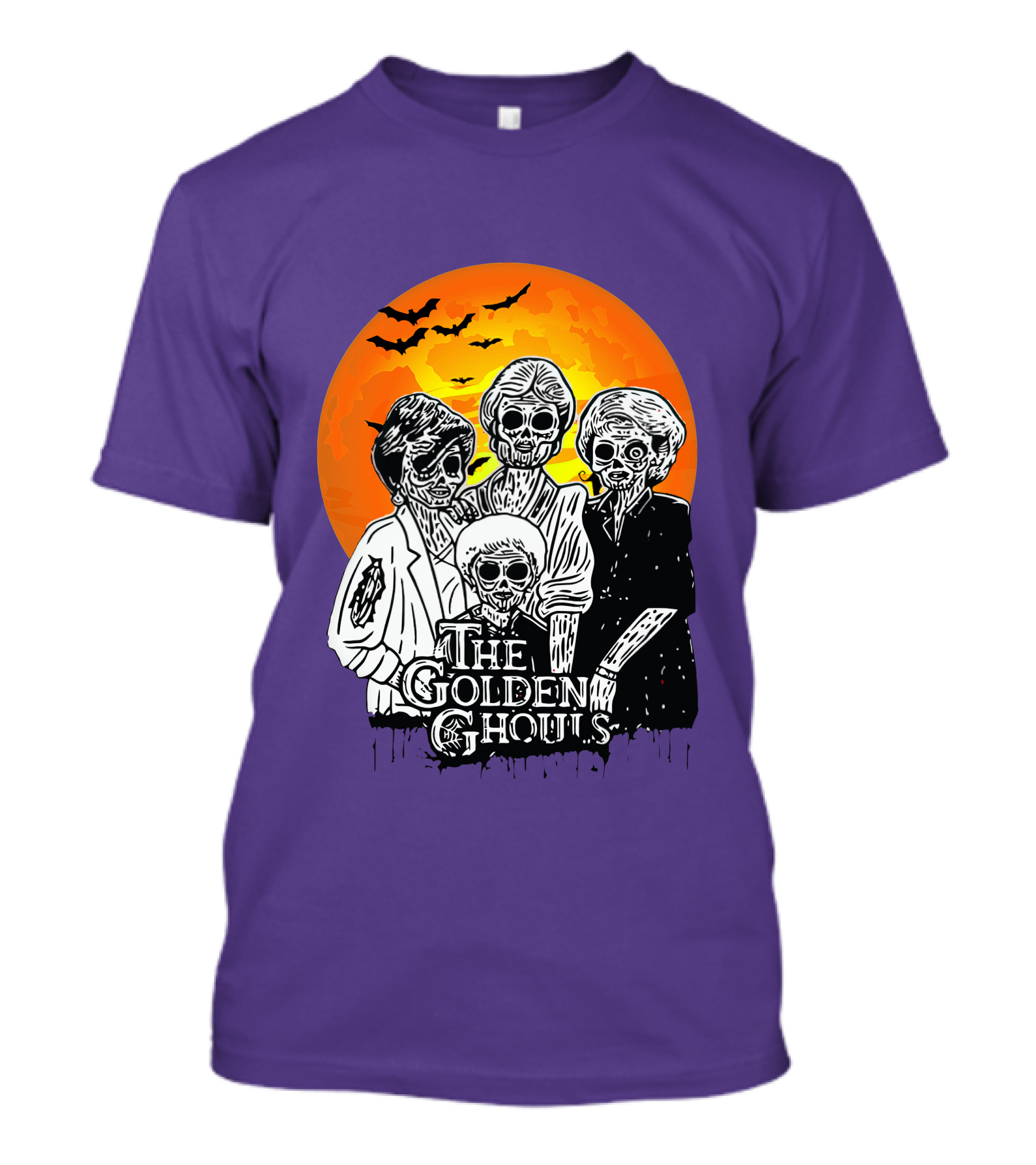 The Golden Ghouls Zombie Skeletons With Bats And Full Moon ZN385 T-Shirt
