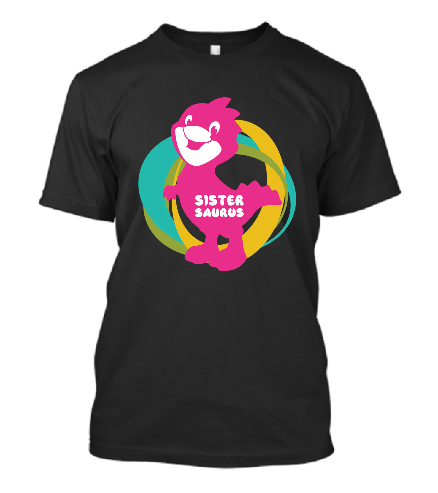 Sister Saurus Pink Dinosaur With Colorful Rings T-Shirt