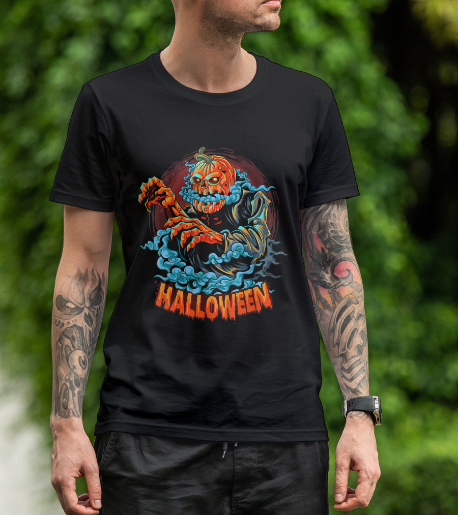 Halloween Pumpkin Zombie Smoker Zombe T-Shirt