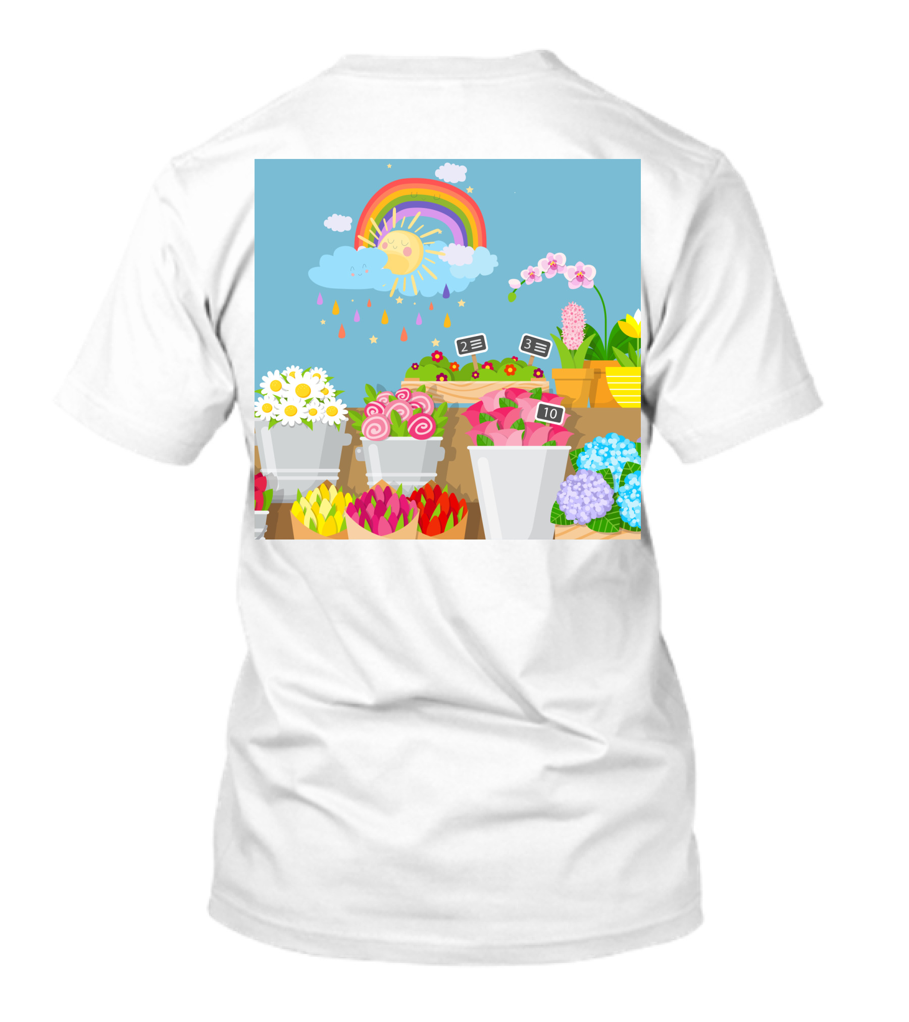 April Showers Brings May Flowers Rainbow And Colorful Blooms Scene T-Shirt