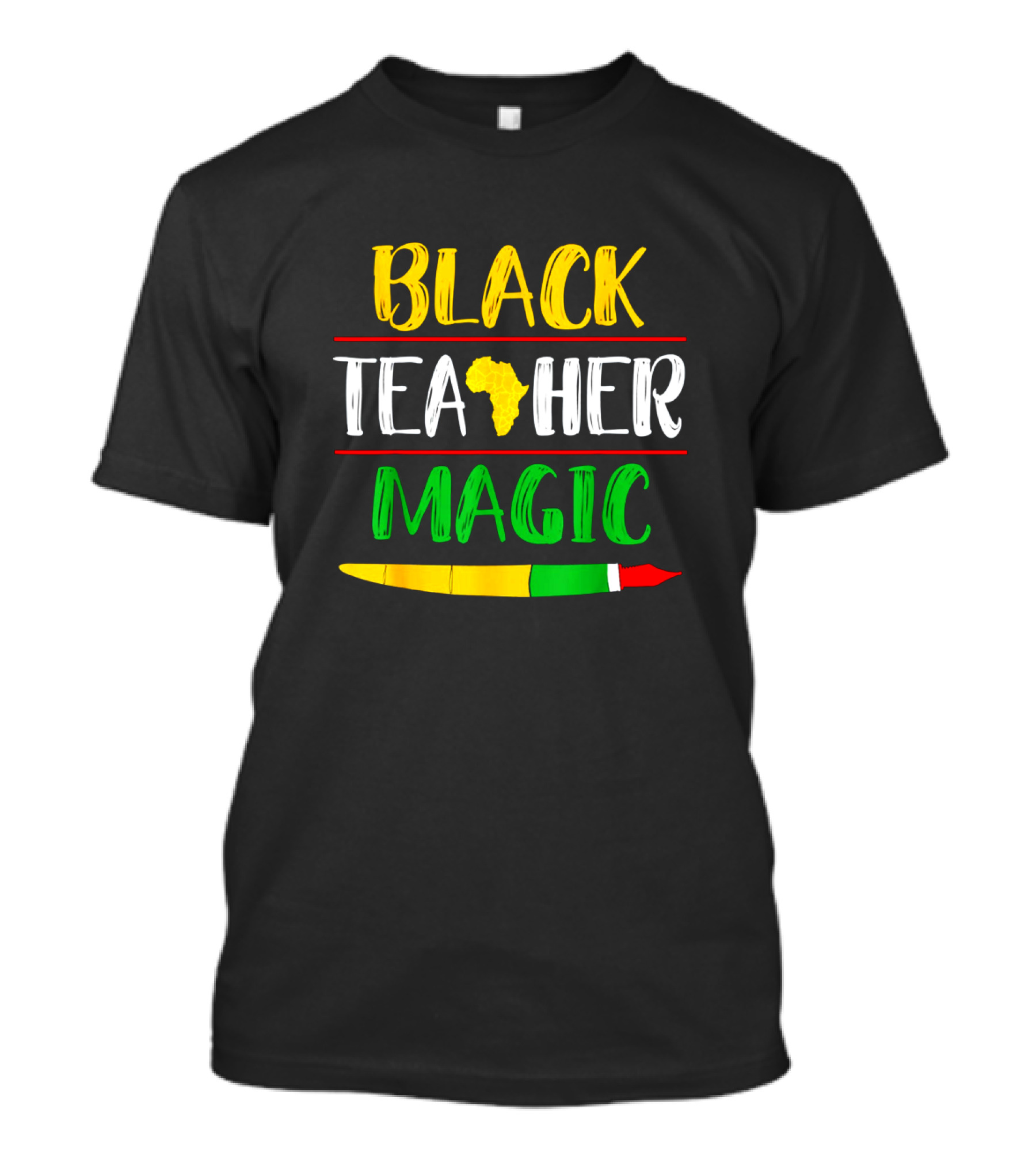 Black Teacher Magic Africa Heart Black History Month T-Shirt