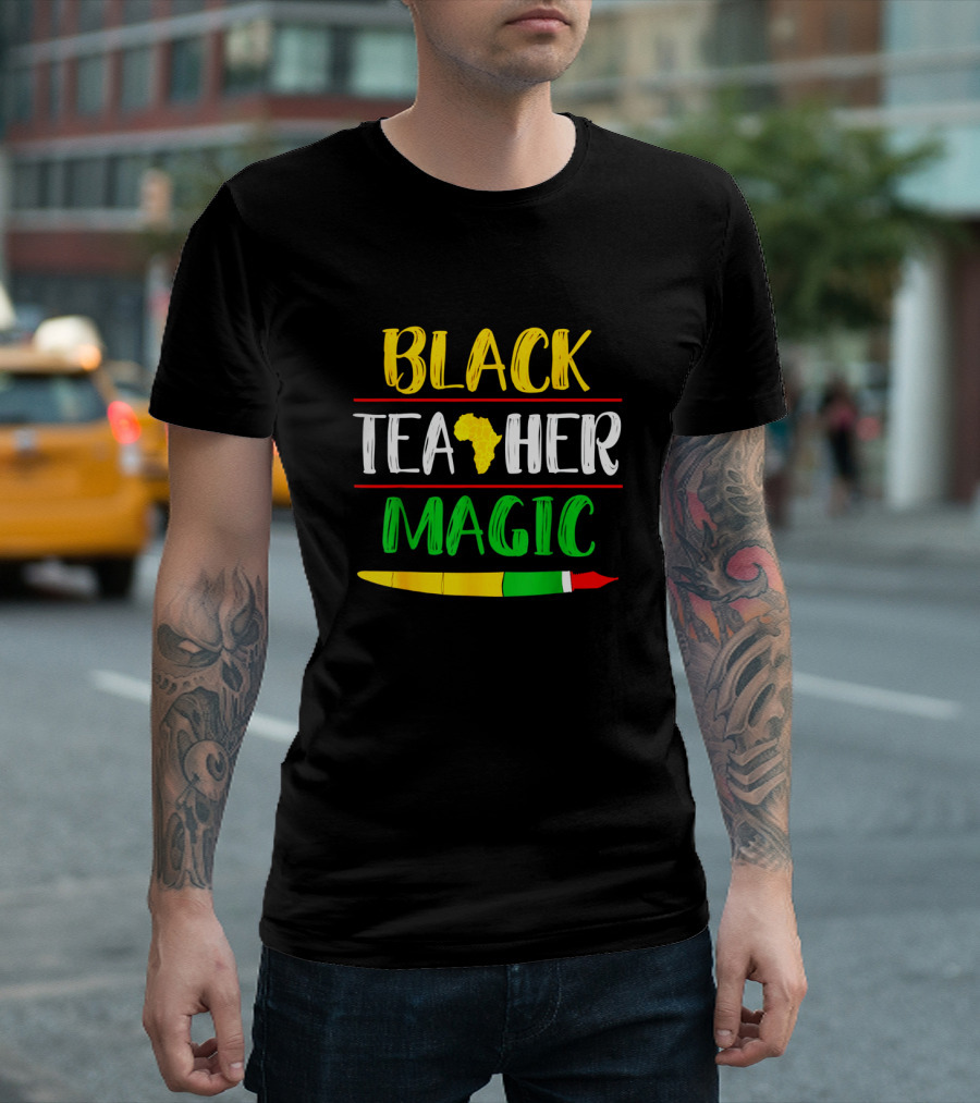 Black Teacher Magic Africa Heart Black History Month T-Shirt