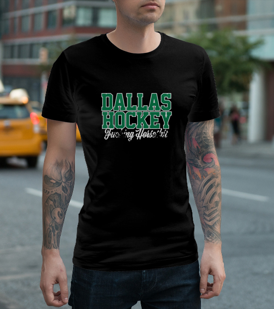Dallas Hockey Frustration Expression Bold Green Lettering T-Shirt