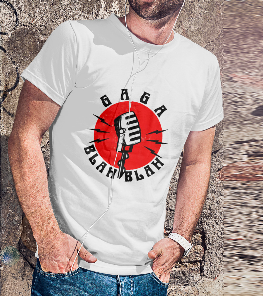 Gaga Blah Blah Vintage Microphone Red Circle Lightning T-Shirt