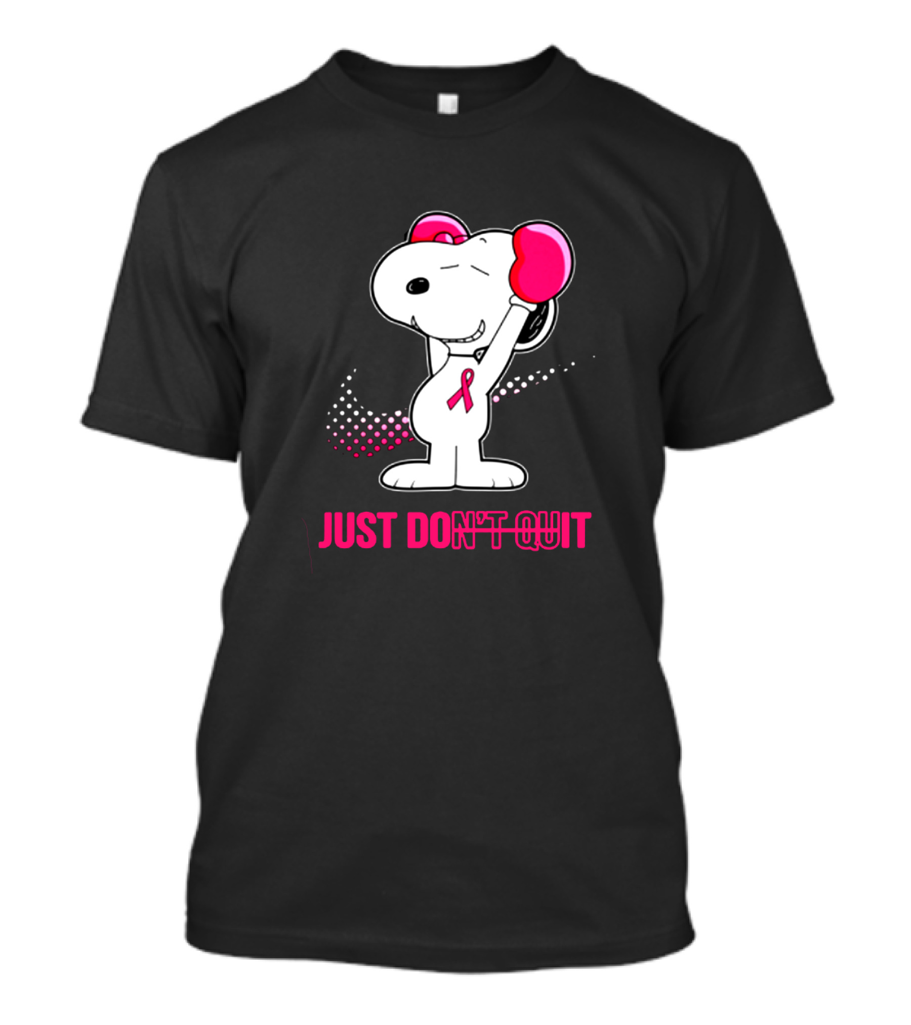 Just Don’t Quit Snoopy Pink Ribbon Boxing Breast Awareness T-Shirt