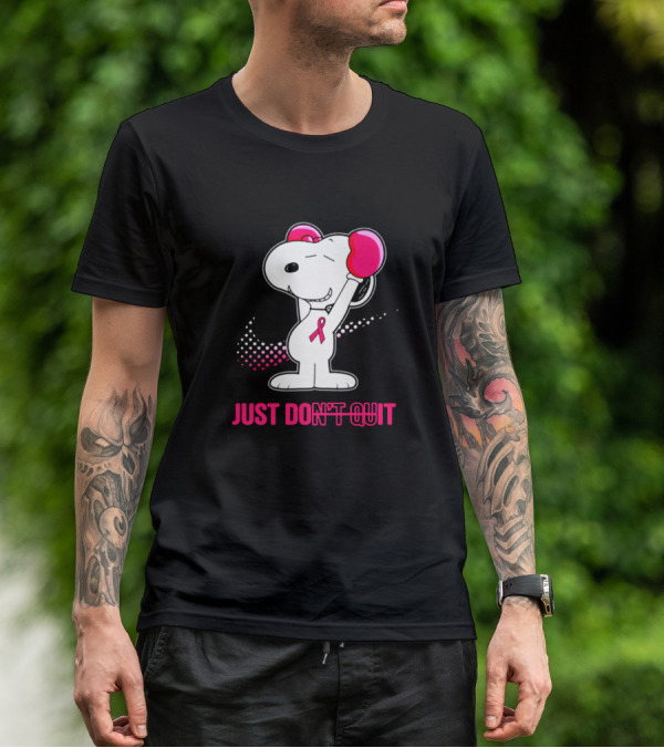 Just Don’t Quit Snoopy Pink Ribbon Boxing Breast Awareness T-Shirt