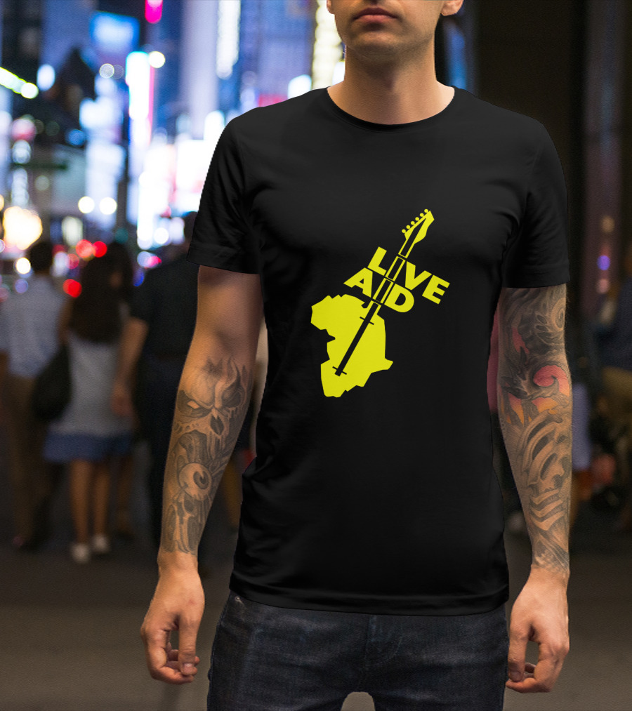 Live Aid 1985 Africa Guitar Logo Music Festival T-Shirt