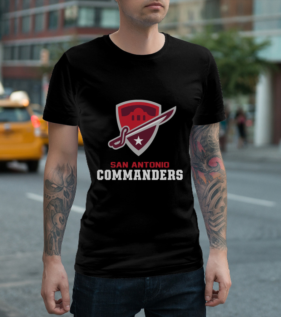 San Antonio Commanders Shield with Sword and Star T-Shirt
