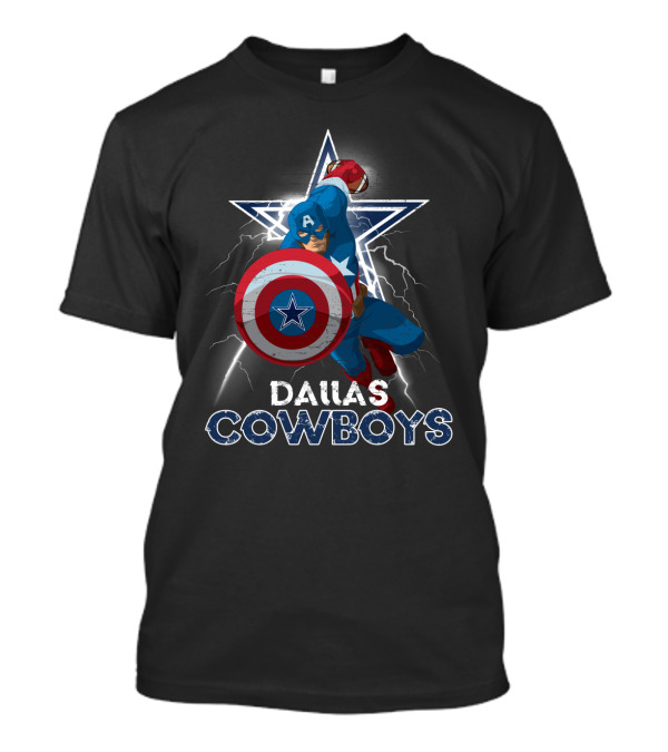 Captain America Dallas Cowboys Marvel Nfl Collaboration T-Shirt