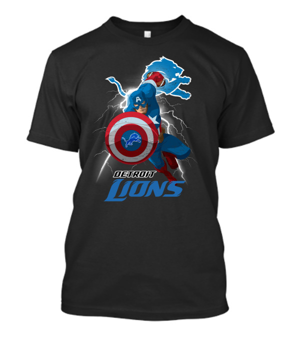 Captain America Detroit Lions Nfl Marvel Crossover T-Shirt