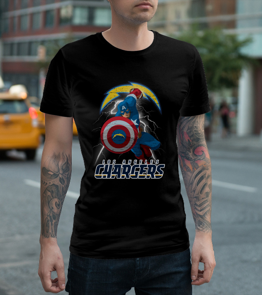Los Angeles Chargers Captain America Nfl Crossover T-Shirt
