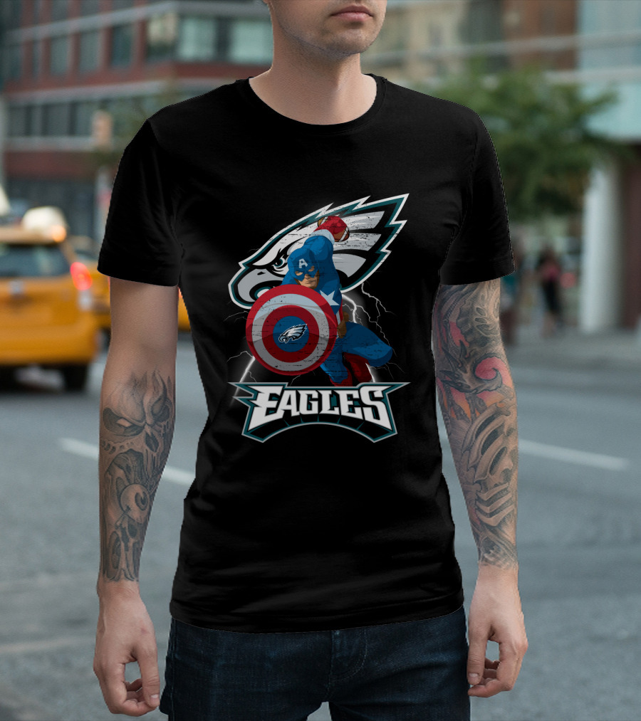 Philadelphia Eagles Captain America Nfl Shield T-Shirt