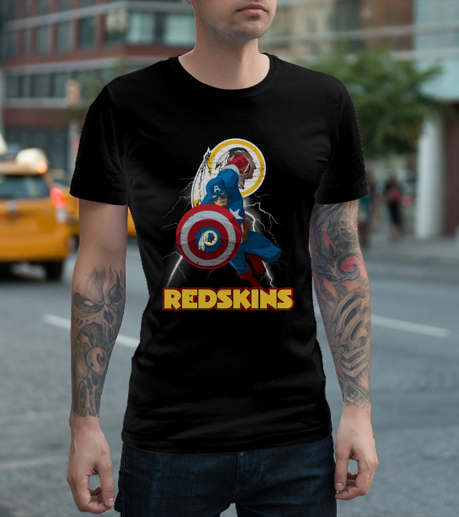 Captain America Redskins Nfl Lightning T-Shirt