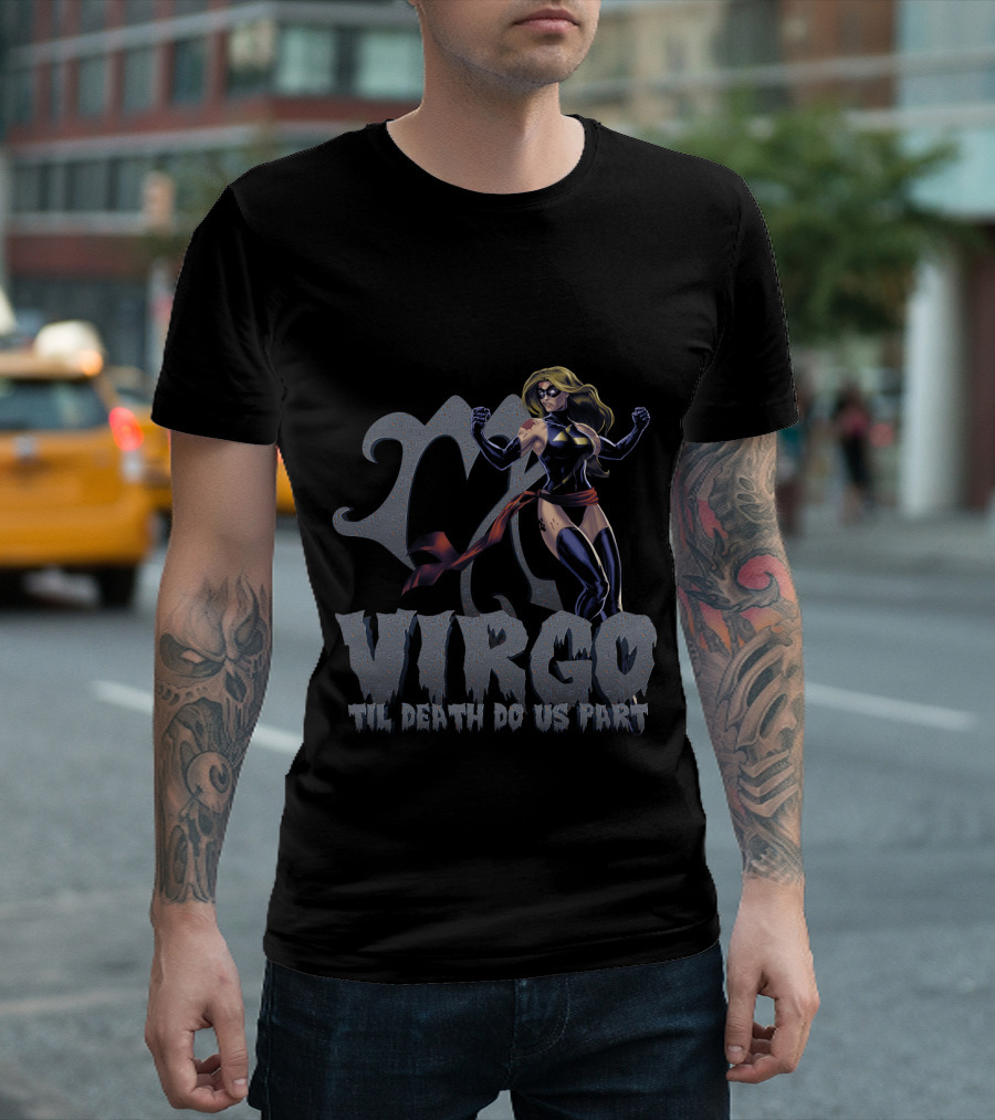 Captain Marvel Virgo Til Death Do Us Part for Marvel Fans T-Shirt