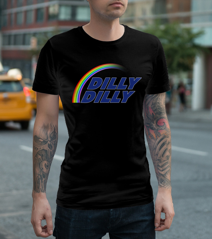 Dilly Dilly Rainbow Text with Multicolored Arch T-Shirt