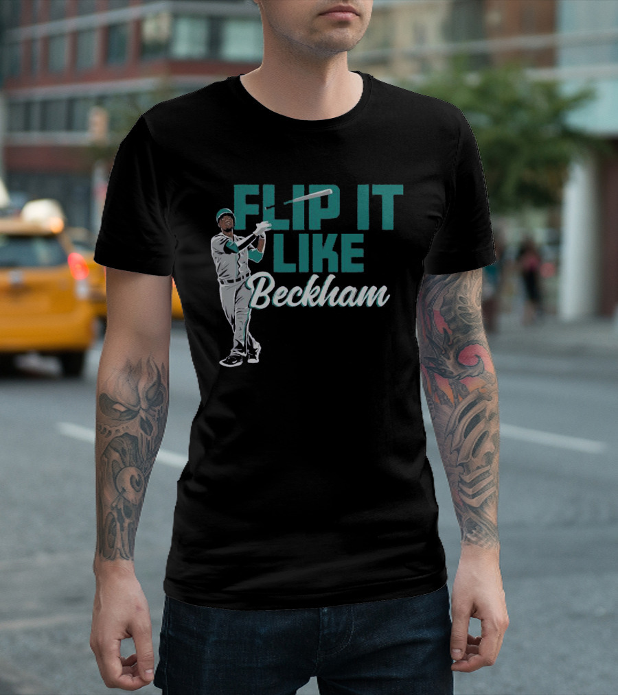 Baseball Bat Flip It Like Beckham Seattle Mariners Fans T-Shirt