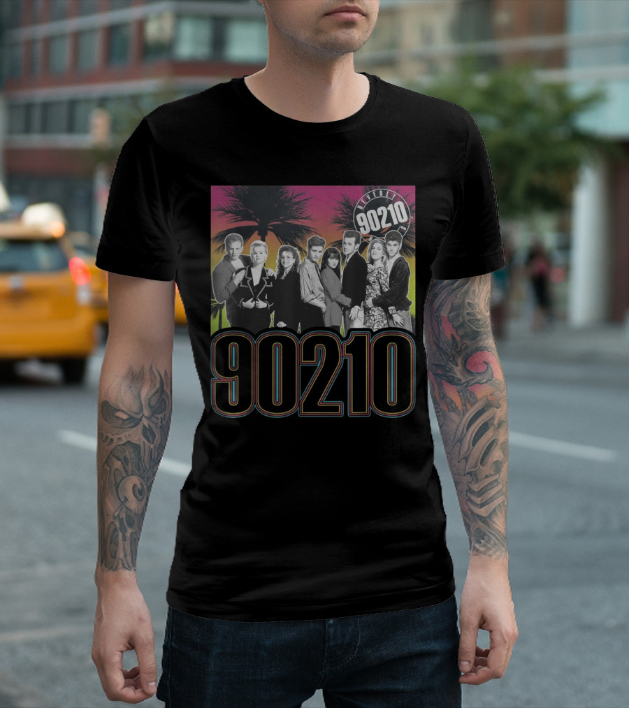 Beverly Hills 90210 Cast with Palm Trees Retro Style 90s Vibe T-Shirt