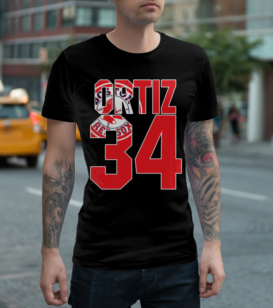 Ortiz 34 Boston Red Sox Logo Iconic T-Shirt