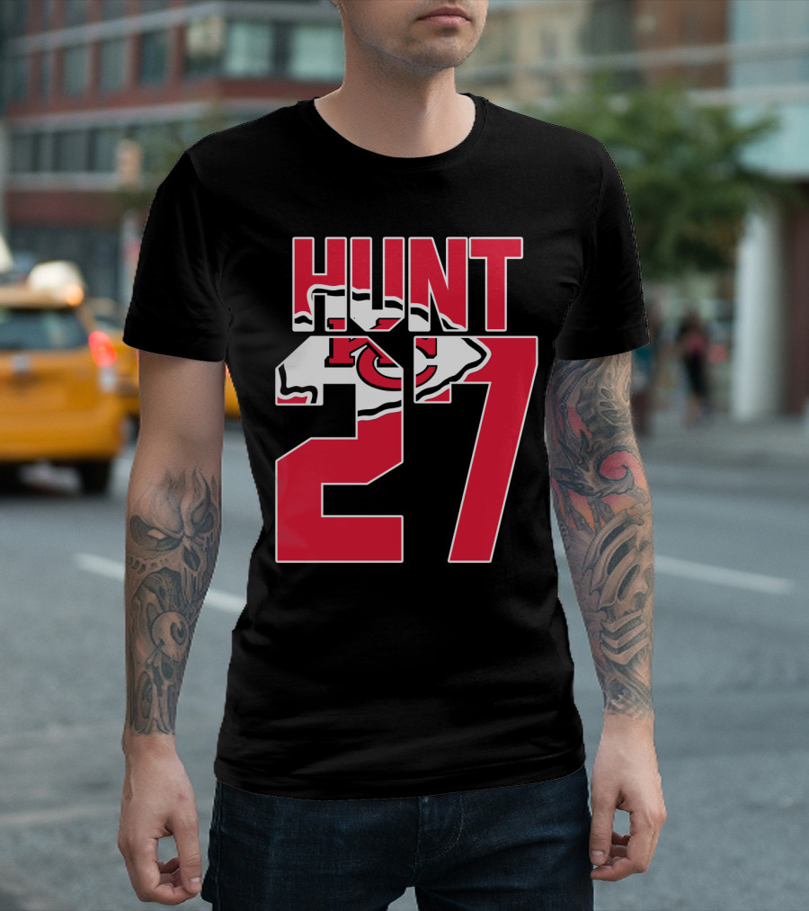 Hunt 27 Kansas City Chiefs Logo Kareem Hunt Game Jersey T-Shirt