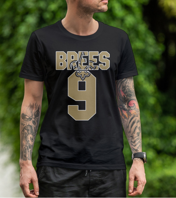 New Orleans Saints Drew Brees 9 Fleur-De-Lis Jersey T-Shirt