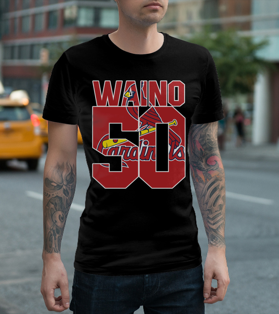 Waino 50 St. Louis Cardinals Iconic Logo Adam Wainwright T-Shirt