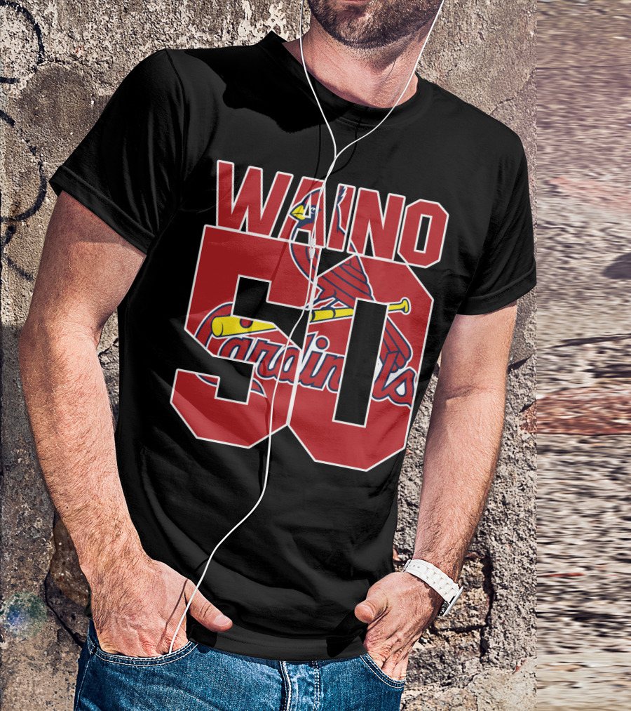 Waino 50 St. Louis Cardinals Iconic Logo Adam Wainwright T-Shirt