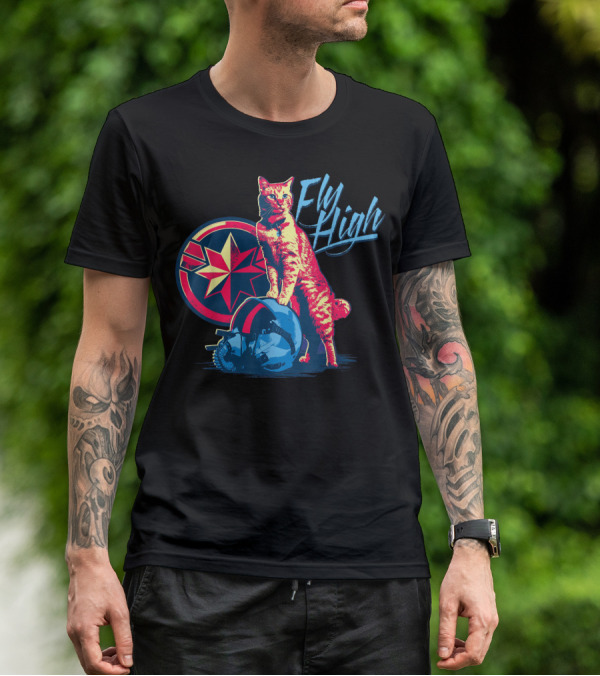Captain Marvel Goose Fly High Star Emblem Pilot Helmet T-Shirt