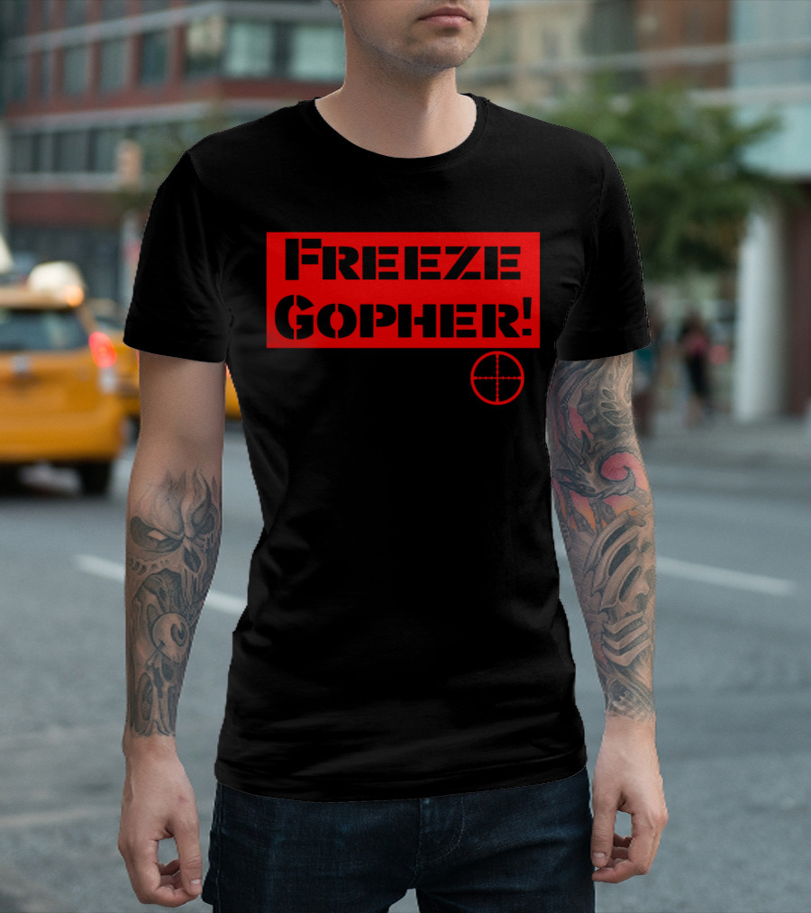 Freeze Gopher Red Stencil with Crosshair Target T-Shirt